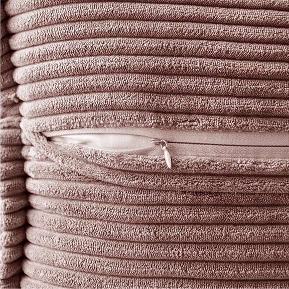 Pale Dusty Pink Stripe Texture Corduroy Farmhouse Luxury Soft Pillow Cover Set - Picture 3 of 5